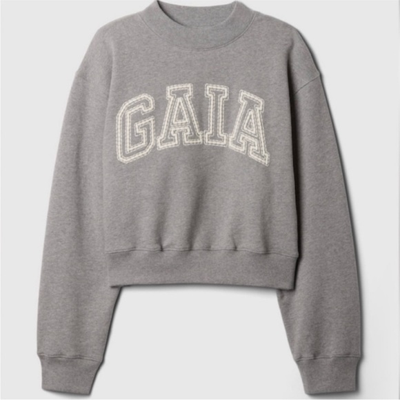 Gap x Cult Gaia Cropped Logo Sweatshirt Size Small NWT Gray - Picture 2 of 7